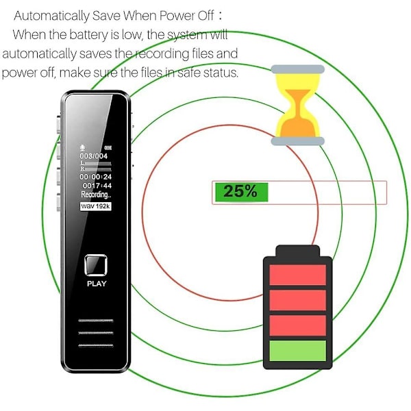 Genopladelig digital lydoptager, MP3-afspiller, USB-optager - 4G