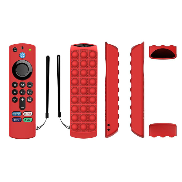 Silikonbeskyttelsesdeksel for Alexa Voice Remote 3. generasjon 2021 Red