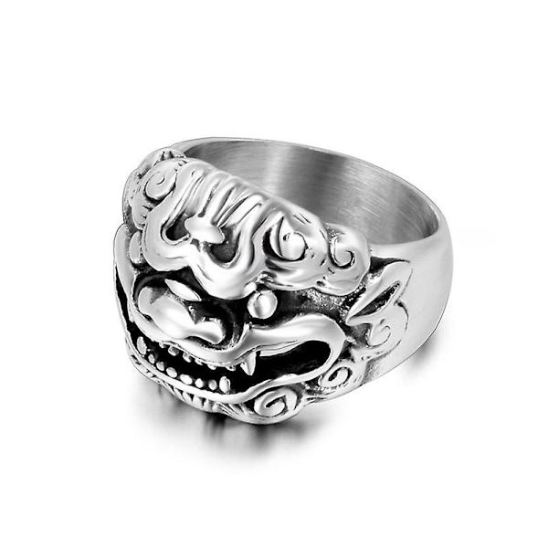 Kreativa Ringar Personlighet Retro Dominerande Enhörning Män Och Kvinnor Silver 11
