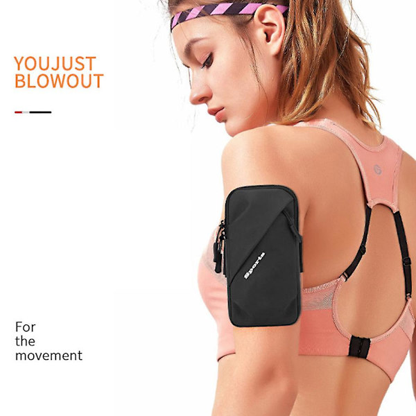 Sportarmband Svart Pu Unisex Armband Telefonhållare Fodral Black