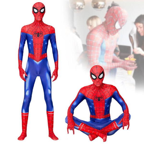 Den fantastiska Spider-man-kostymen för vuxna Halloween rollspel bär med huvudbonader Cosplay i ett stycke