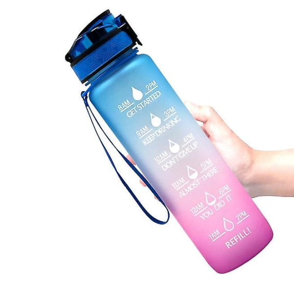 1 liters vattenflaska med tidsmarkering Blue