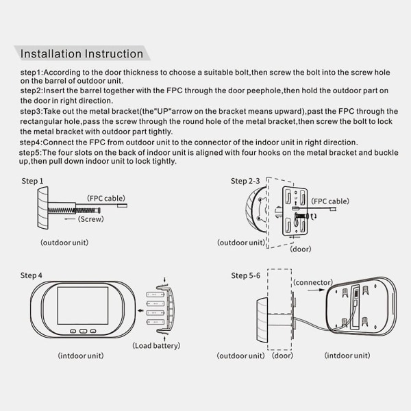2,8 tums LCD-färgskärm Digital Dörrklocka 90 Graders Dörröga Dörrklocka Elektronisk Titthål Dörrkamera Betraktare Utomhus Dörrklocka Sliver Set
