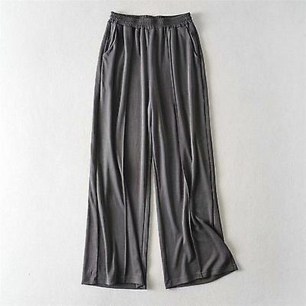 Elastiske, højtaljede, lige, åndbare Cupro-bukser Dark gray L