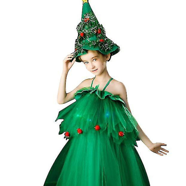 Jenter Glitter Juletrekostyme 160cm