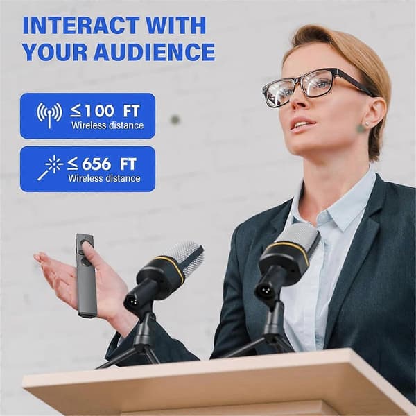 [LCS] Presenter Clicker Trådlös PPT-klicker, 2-i-1 USB A/C Powerpoint-klicker för Volymkontroll av Bilder