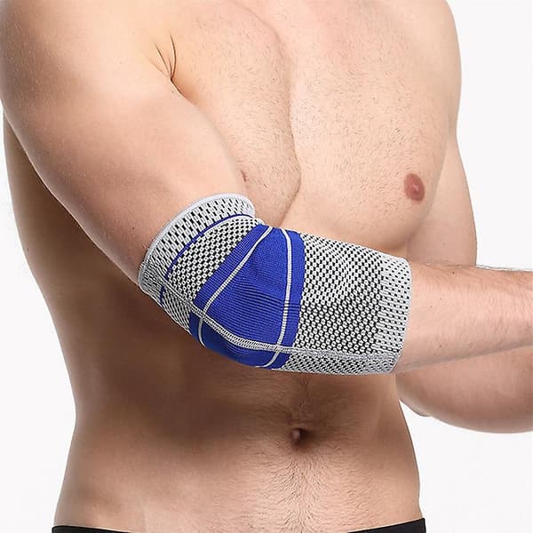 Silikon Armbågsskydd Medialt Stöd Stark Rem Menisk Kompression Skydd M