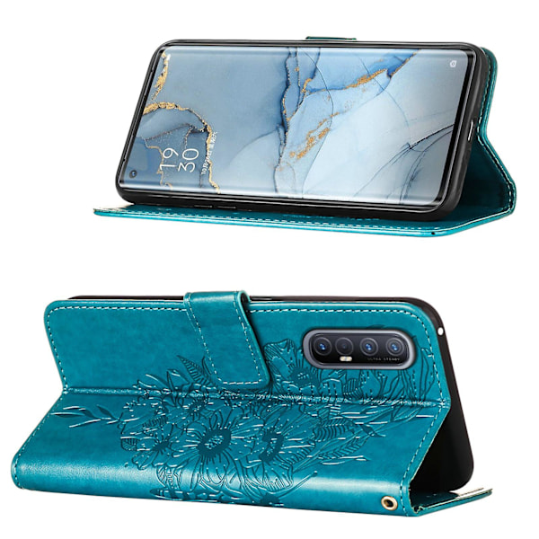 Fodral för Oppo Find X2 Neo Flipfodral Premium Läder Präglat