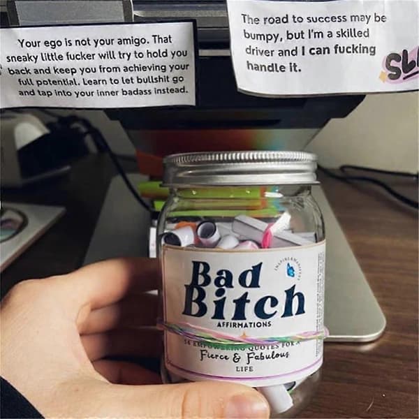 [LCS] Positive citater til inspiration, Bad Bitch Affirmation Jar, Sjov Affirmation Jar Color2