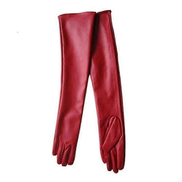 [LCS] Lange skinnhansker for kvinner, helfinger, vinter, albuelange operahansker red 45cm
