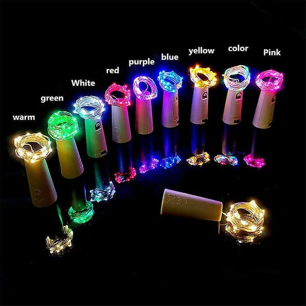 Flaskfe Ljusslinga Batteridriven Korkformad Jul Bröllop Fest 20 LED 2m Cold White