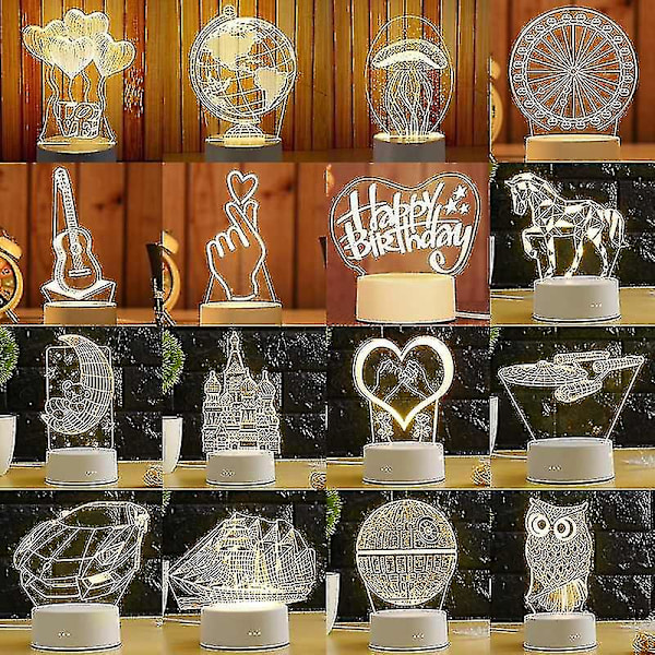 Kreativ 3D Illusion Bordslampa För Heminredning