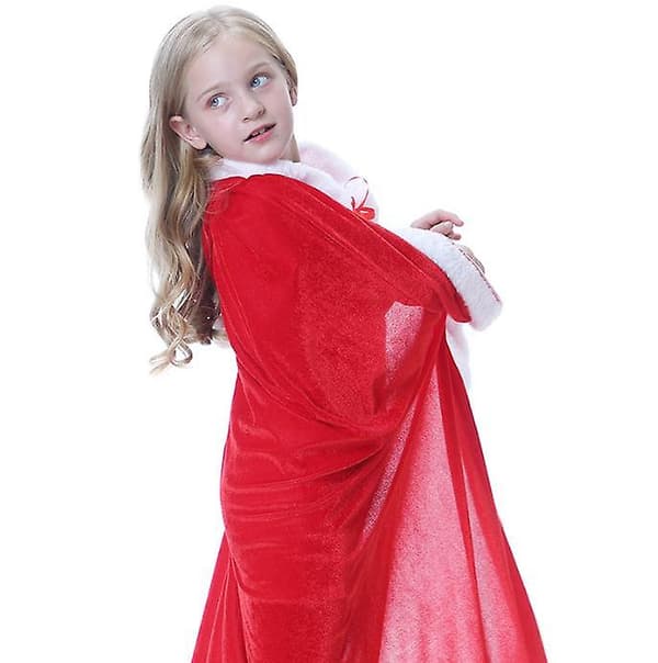 [LCS] Børns julekappe med hætte, fuld længde, udklædningskappe, kostumer 100CM