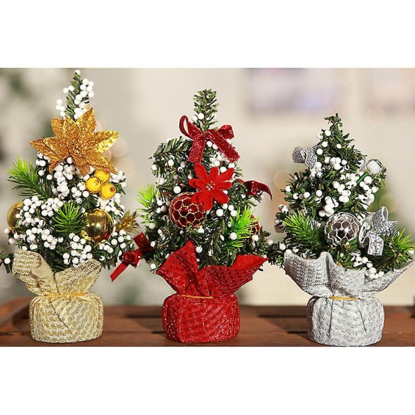 2 stk. Bordplate Juletre 20 cm Mini Kunstig Juletre red