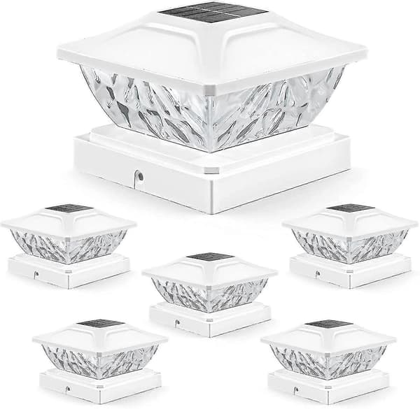 [LCS] Solar Post Lights Outdoor: 8-Pack Strong 2 Modes LED Solar Fence Deck Lights for 3.5x3.5 4x4 4.5x4.5 5x5 Wood Posts 6 Pack