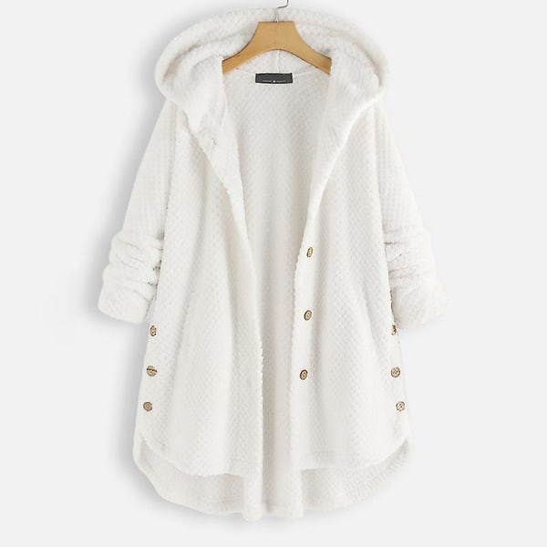 Dame Åben Front Hættetrøjer Langærmet Fleece Cardigans Moderigtigt Løst Varmt Overtøj Til Vinter Ny Gray L