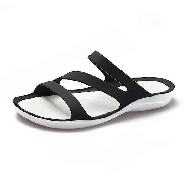 Moderigtige Strandsandaler Skridsikre Holdbare Slippers Komfortable Bløde Afslappede Sko Sort 36/37EU