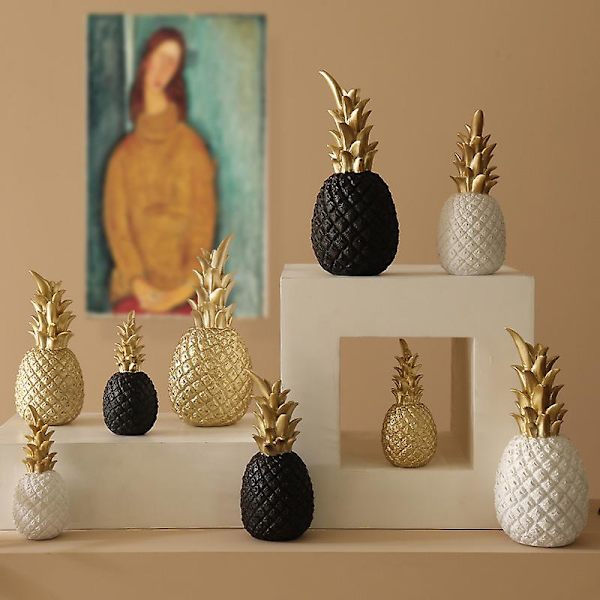 Nordisk Inss Stil Net Rød Gull Ananas Ornamenter Kreative Hjem Skrivebordsdekorasjon White M
