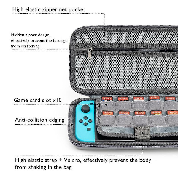 Vaaleanpunainen kissan kytkimen säilytyspussi silikonikorvasuojakotelo PU kova kansi kuori NS kantolaukku Nintendo Switch -tarvikkeille Grey silm bag