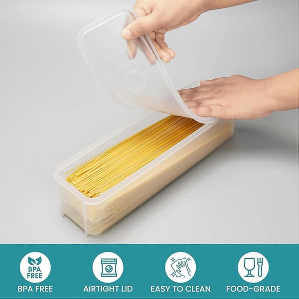 [LCS] 6-pack Plastic Containers with Lids - 1300ml/44oz Airtight BPA-Free Kitchen/Food Storage Containers - Rectangular Jars for Pasta, Rice, and More