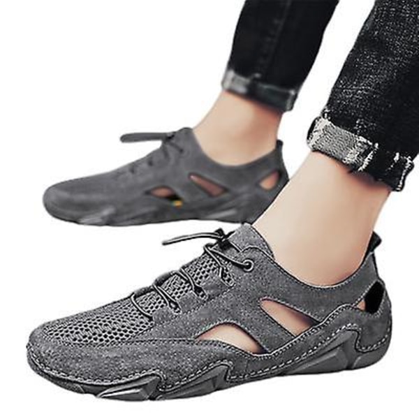 Herresko Åndbare Sandaler med Tåkappe, Casual Stil gray 38