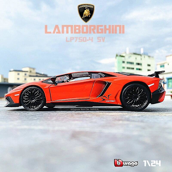 1:24 Lamborghini LP750 4 SV painevalettu metallinen lasten lelu poikaystävälle lahjaksi simulaatio seosauto (Punainen)