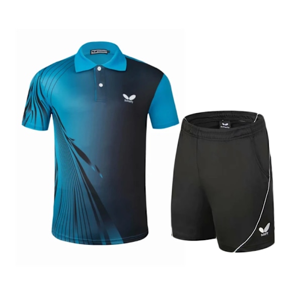 Uudet pingispöytävaatesarjat miehille ja naisille T-paita shortsit Kilpailuharjoitteluasu Pingispuku -40 MIEHET SININEN 4XL MEN BLUE