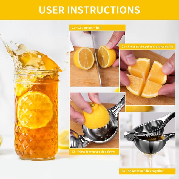 [LCS] Lemon Squeezer, Powerful Citrus Juicer, Metal Lime Squeezer, Robust Hand Press, Durable Orange Juicer, Citrus Fruit Press