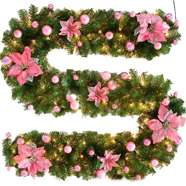 Julekrans med lys for julebryllupsfestdekorasjon pink with LED