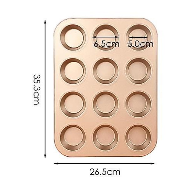 Premium Non-stick Bakform Standard Muffin- och Cupcakeform golden