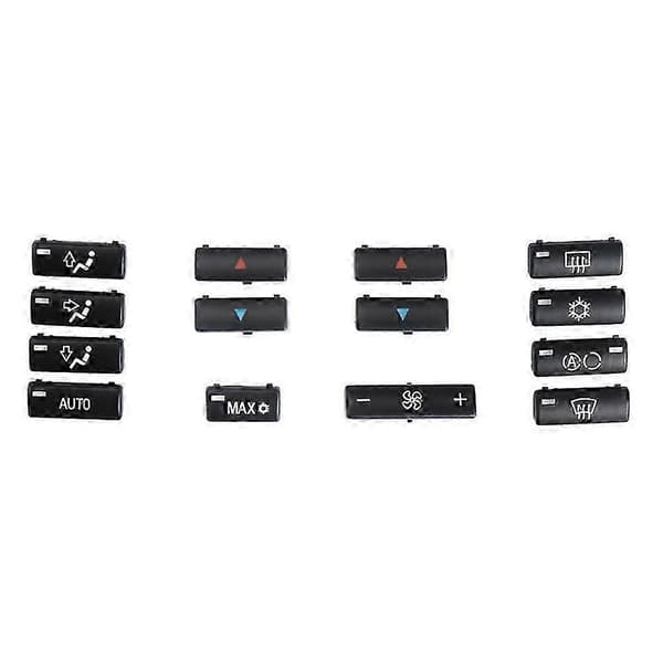 14 stk. bil AC-bryterknappdeksler for X5 E53 1999-2006 og E39 1996-2002, klimakontrollpaneltrim Black