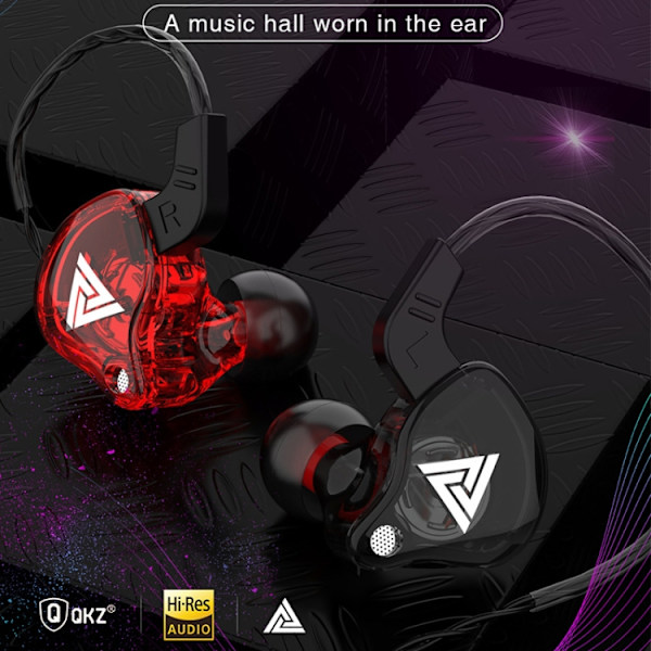 QKZ AK6 3.5mm in-ear kablet subwoofer sportshodetelefoner Gul