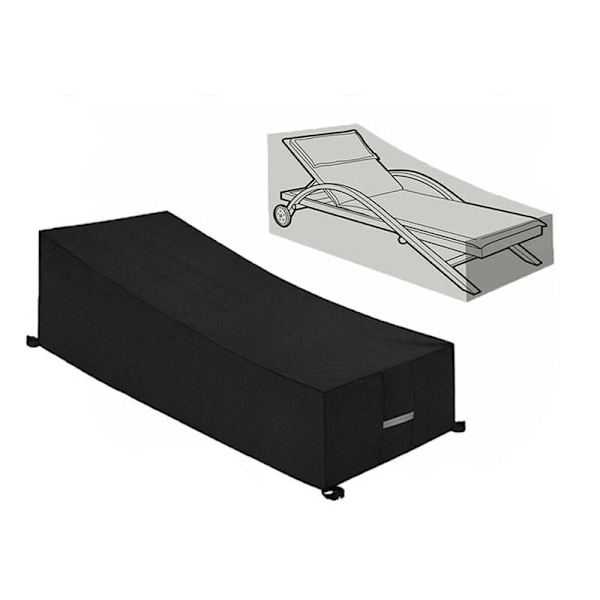 Skyddande överdrag, Vattentätt, Vindtätt, Anti-UV, 210D Oxford-tyg Skyddande överdrag för Solstol, Däckstol (210x75x40/80cm) – Svart