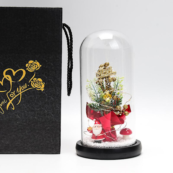 Swotgdoby Kunstig Juletre I Glasskuppel Med LED-lys