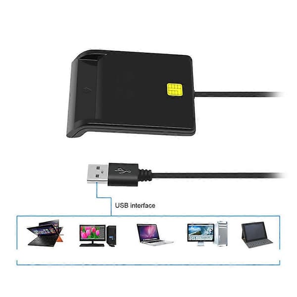 USB Smartkortlæser til bankkort IC/ID EMV-kortlæser høj kvalitet til Windows 7 8 10 til Linux As Shown