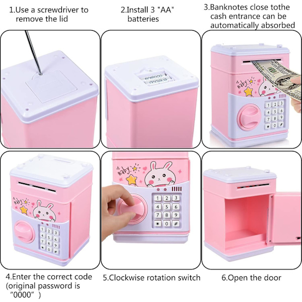 Elektronisk sparbössa - Perfekt presentleksak för barn Pink