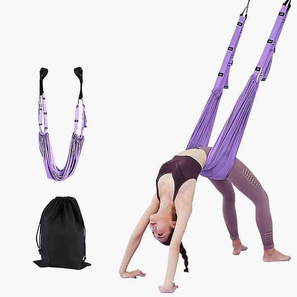 Justerbar Inversionsövningar Multilagerbälte Yoga Flexibilitetstränare Pink