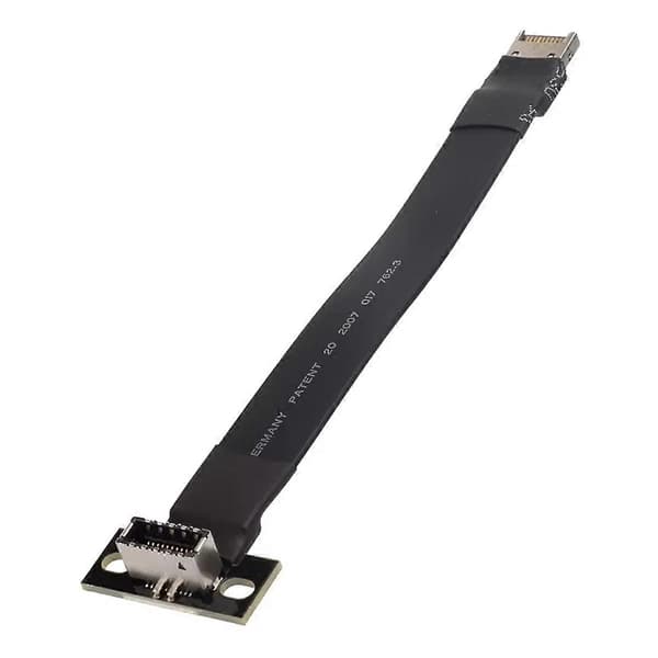 [LCS]USB 3.2 20Pin GEN2 Type E hann til Type-E hunn adapter frontpanelkontakt forlengelse flatbåndkabel Black