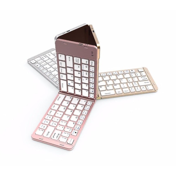 Qwert Trådlöst Bluetooth3.0 Tangentbord Vikbart Slim Tangentbord för Ipad Apple IOS Android (gyllene)