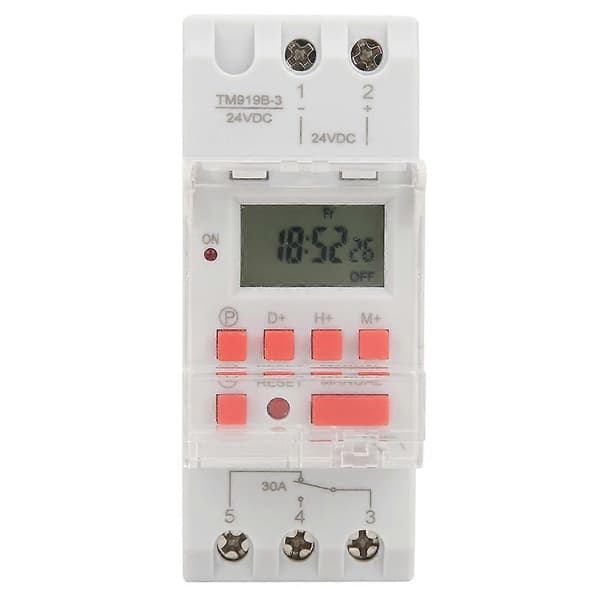 DC 24V 30A Ugentlig 12/24 timer Timerkontakt LCD Tænd/Sluk Kontrol Programmerbart Tidsrelæ