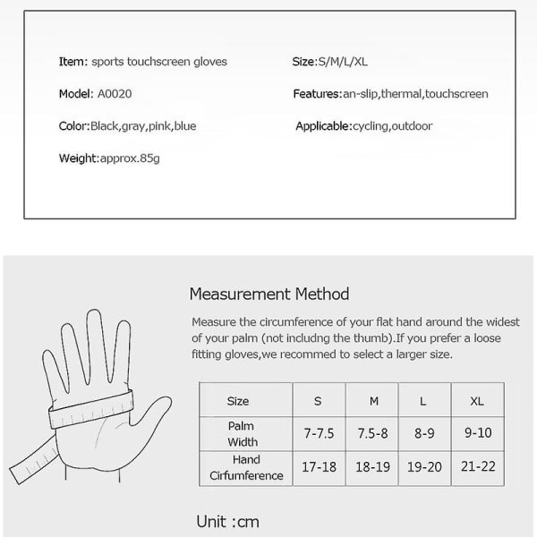 Vinter Termisk Fleece Touchscreen Hansker Myke Fleecehansker Kaldt Vær For Sykling Fotturer Camping Ski Grey XL