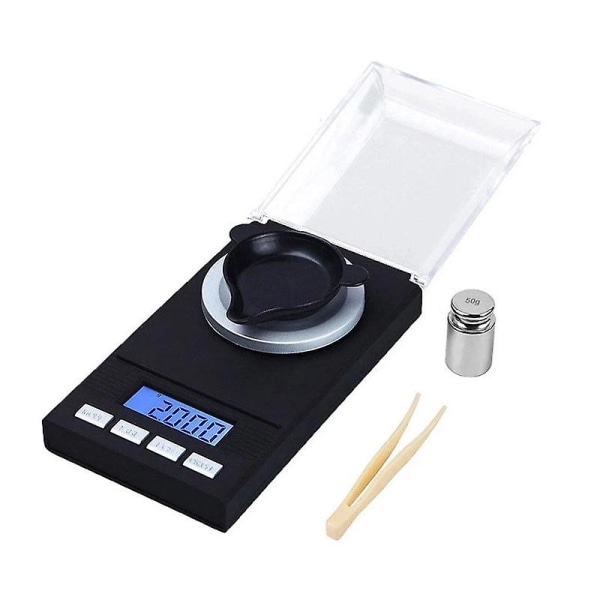 0.001g Elektronisk Digital Vekt Bærbar Mini Vekt Presis Profesjonell Lommevekt Milligram 50g Kalibreringsvekter Pinsett Blue