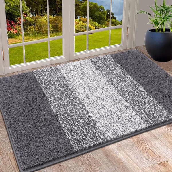 [LCS] Dørmåtter Indendørs, Maskinvaskbare Bløde Dørmåtter, Smudsfangende Dørmåtte, Superabsorberende Entrémåtte (50 X 80 cm, Grå) Grey