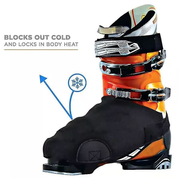 [LCS] Double Ski Shoe Covers Waterproof Warm Shoe Covers Black Snow Shoe Covers