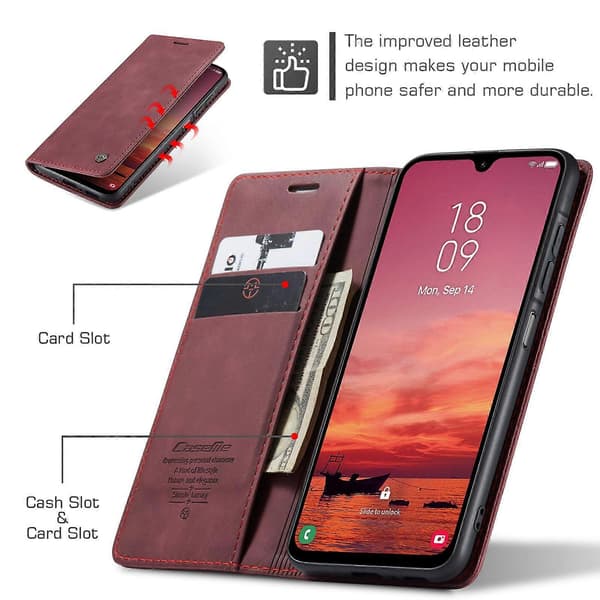 [LCS] För Samsung Galaxy A17 5G Plånboksfodral PU Läder Telefonfodral Stativ Red