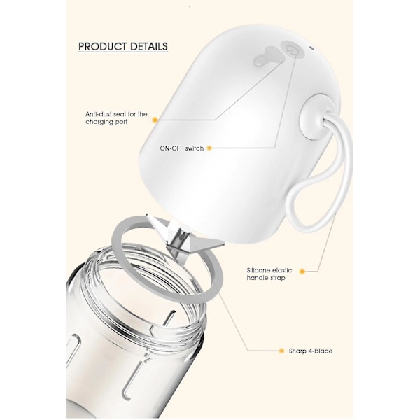 Mini-mehupuristin kannettava blenderi 300ml monikäyttöinen langaton USB Rec