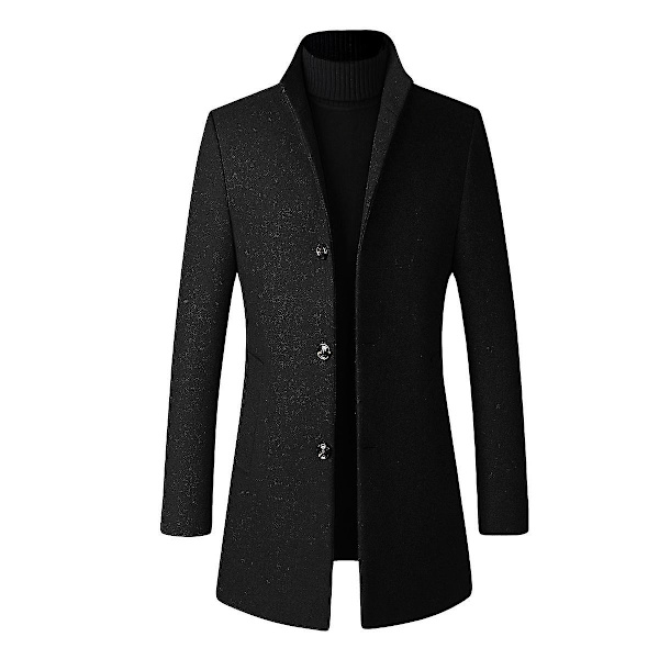 Slim Fit Ullrock med Ståkrage för Herrar, Höst, Julklapp black M