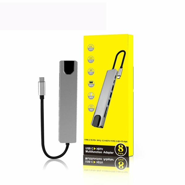 8-in-1 Multiport Type C - USB-C 4K HDMI -sovitin USB 3.0 -kaapeli USB-keskitin Macbookille