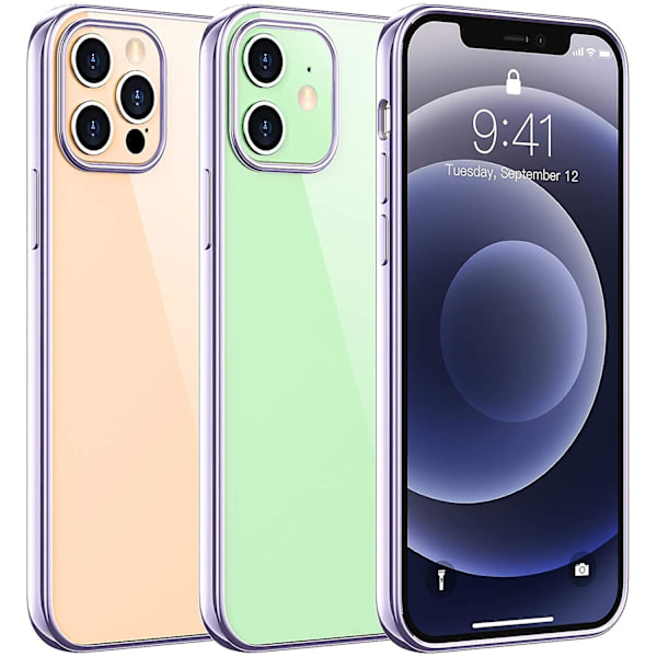 Kirkas suojakuori yhteensopiva iPhone 12 -kuoren/yhteensopiva iPhone 12 Pro -kuoren kanssa Metal Purple