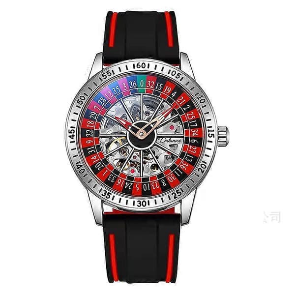 Dulunwe 6061A 30m vedenpitävä mekaaninen kello pyörivällä kellotaululla Not Specified White Two-color Strap
